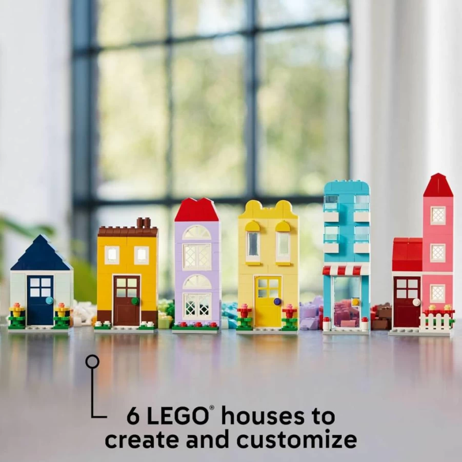 LEGO Classic 11035 Creative Houses Building Set for Kids Ages 4+, Toy House with Accessories for Boys & Girls, Creative Construction Bricks for Young Builders
