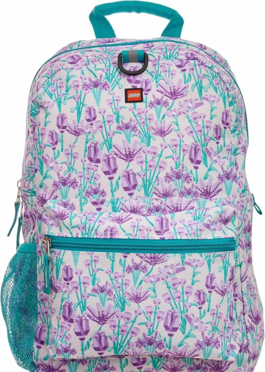 LEGO Kids Backpack with Adjustable Padded Straps - Purple Bouquet Print School Bookbag for Boys & Girls, Travel & Back to School Essentials