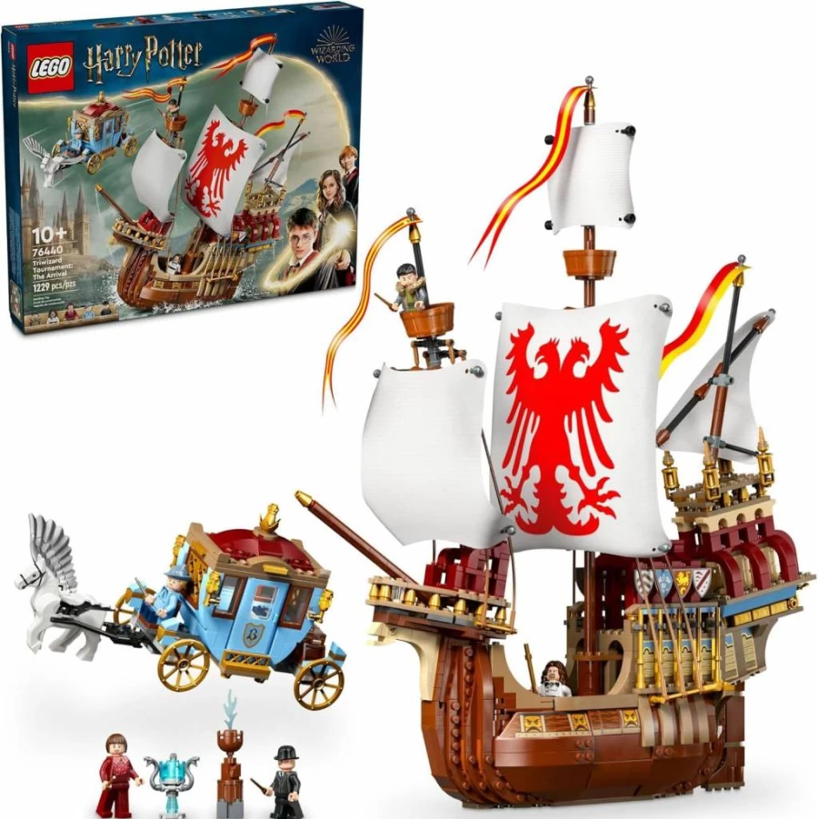 LEGO Harry Potter 76440 Triwizard Tournament: The Arrival Set with Beauxbatons Carriage & Durmstrang Ship, Collector Building Toy for Kids Ages 10+