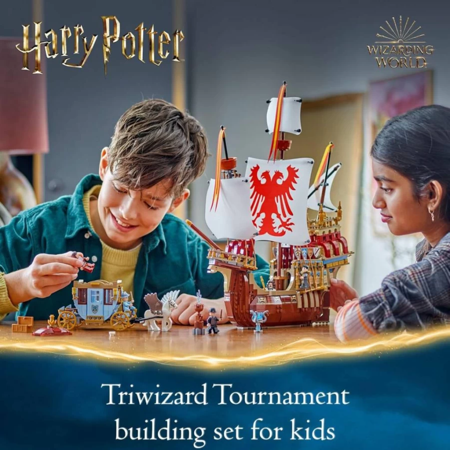 LEGO Harry Potter 76440 Triwizard Tournament: The Arrival Set with Beauxbatons Carriage & Durmstrang Ship, Collector Building Toy for Kids Ages 10+