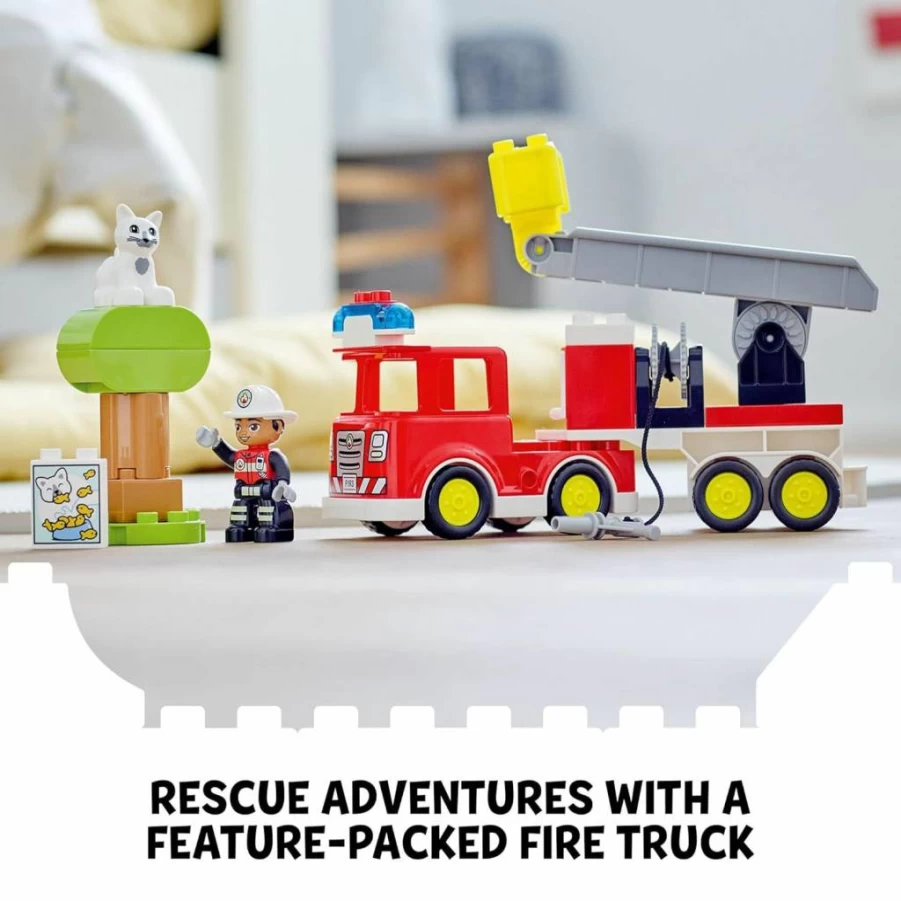 LEGO DUPLO Fire Truck 10969 Building Blocks Toy Set for Toddlers & Kids Ages 2-5 (21 Pieces) – Preschool Learning Toy for Boys & Girls