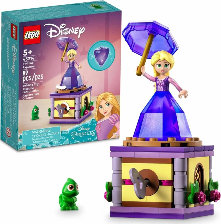 LEGO Disney Princess Rapunzel Building Toy Set 43214 with Mini-Doll, Pascal Figure & Spinning Dress, Wind-Up Disney Castle Collectible for Kids Ages 5+