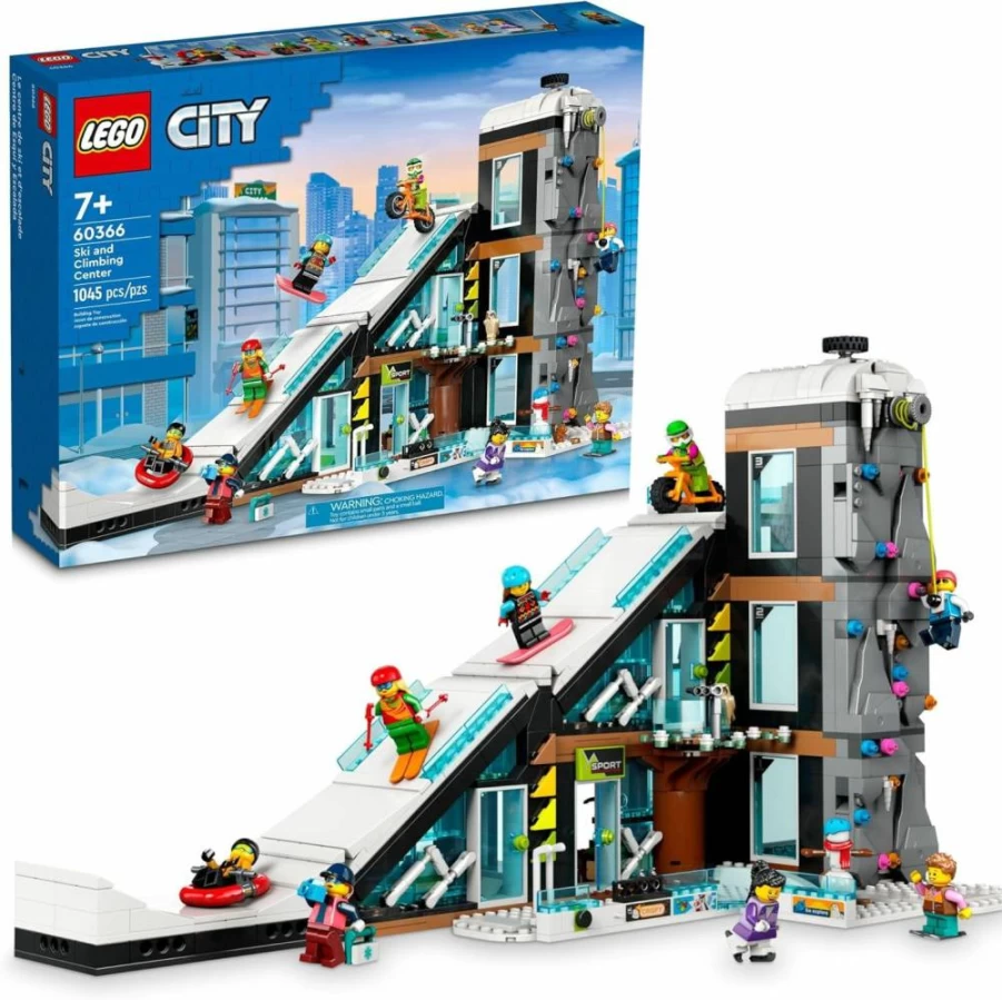 LEGO City 60366 Ski & Climbing Center Building Set with 8 Minifigures, 2 Animals, and 3-Level Winter Sports Play for Kids