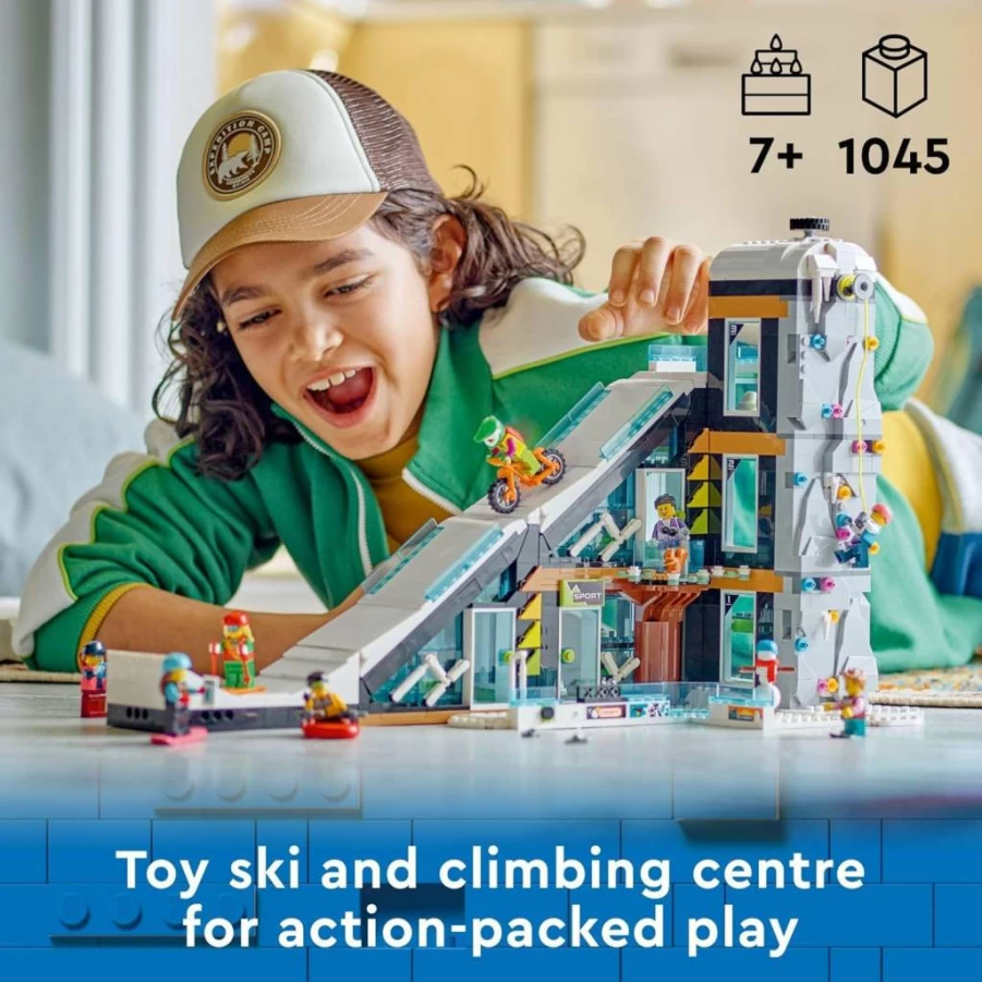 LEGO City 60366 Ski & Climbing Center Building Set with 8 Minifigures, 2 Animals, and 3-Level Winter Sports Play for Kids