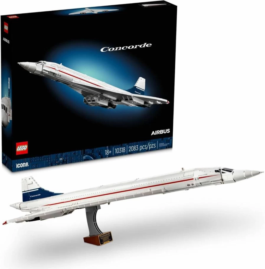LEGO Icons 10318 Concorde Supersonic Passenger Plane Model Building Kit for Adults with Authentic Details & Functional Features