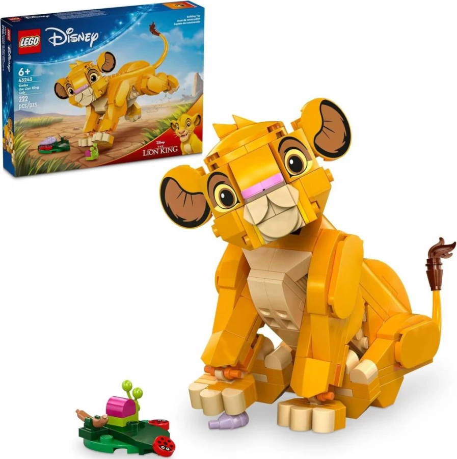LEGO Disney The Lion King Simba Construction Toy Set 43243, Buildable Simba Cub Figure, Creative Gift for Kids Ages 6+, Lion King Movie Collectible