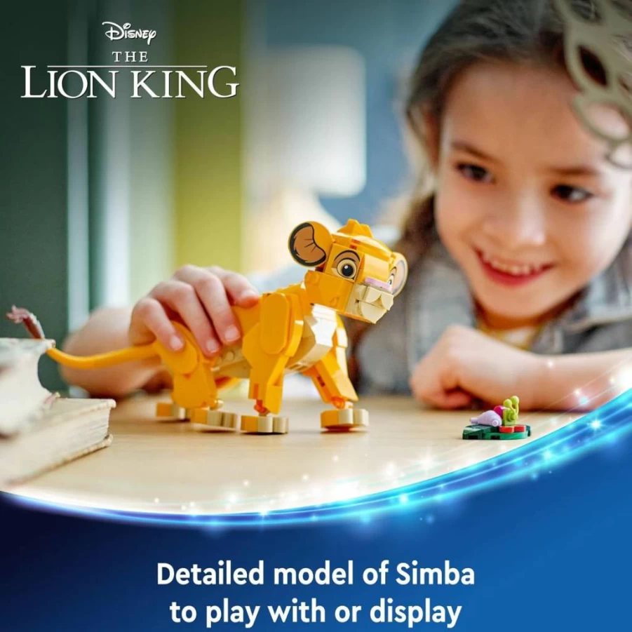 LEGO Disney The Lion King Simba Construction Toy Set 43243, Buildable Simba Cub Figure, Creative Gift for Kids Ages 6+, Lion King Movie Collectible