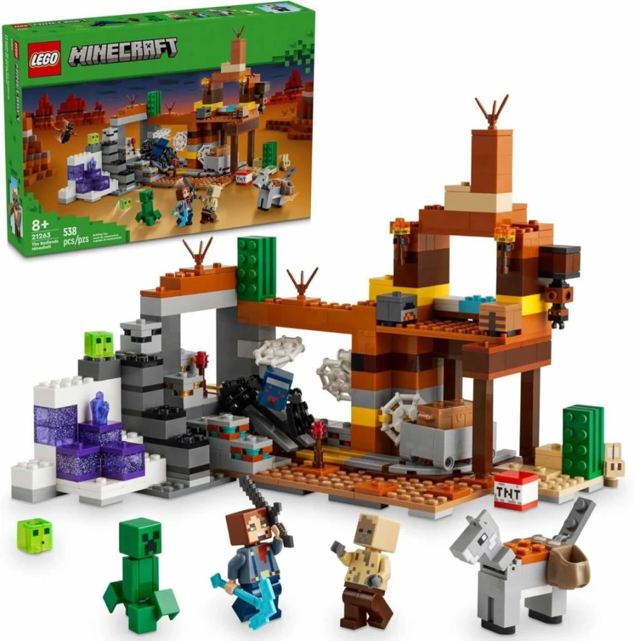 LEGO Minecraft The Badlands Mineshaft Building Set 21263 with Minifigures, Creative Mining Toy for Kids Ages 8+, Ideal Birthday Gift for Boys and Girls