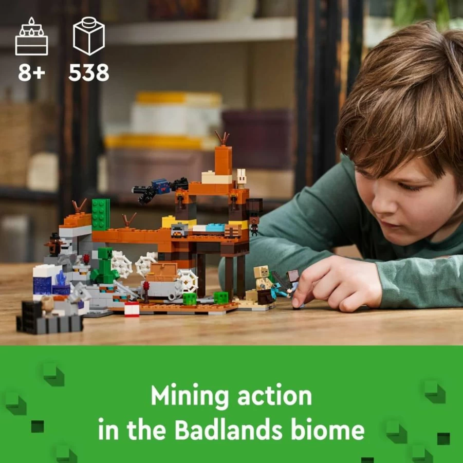 LEGO Minecraft The Badlands Mineshaft Building Set 21263 with Minifigures, Creative Mining Toy for Kids Ages 8+, Ideal Birthday Gift for Boys and Girls