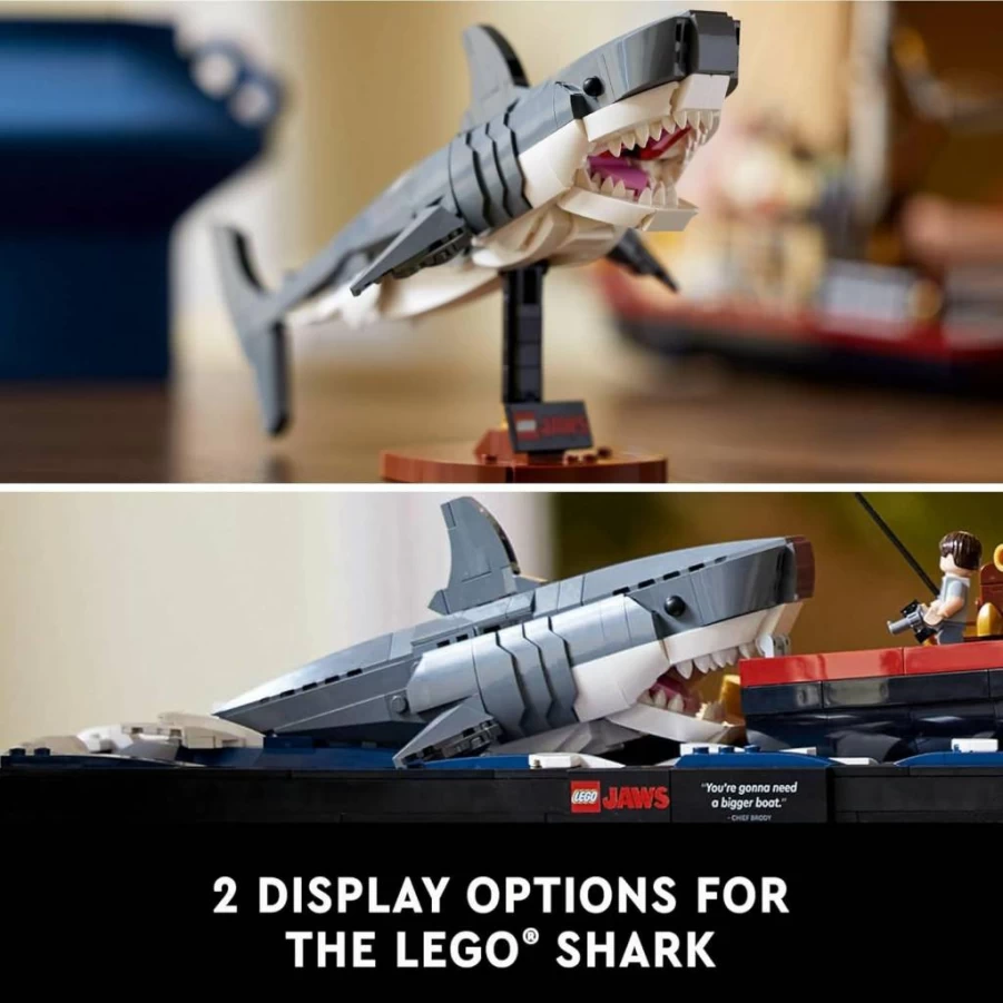 LEGO Ideas Jaws Movie Diorama Set 21350 - Orca Boat, Shark Toy & Minifigures (Brody, Hooper, Quint) - Adult Collector's Memorabilia Gift