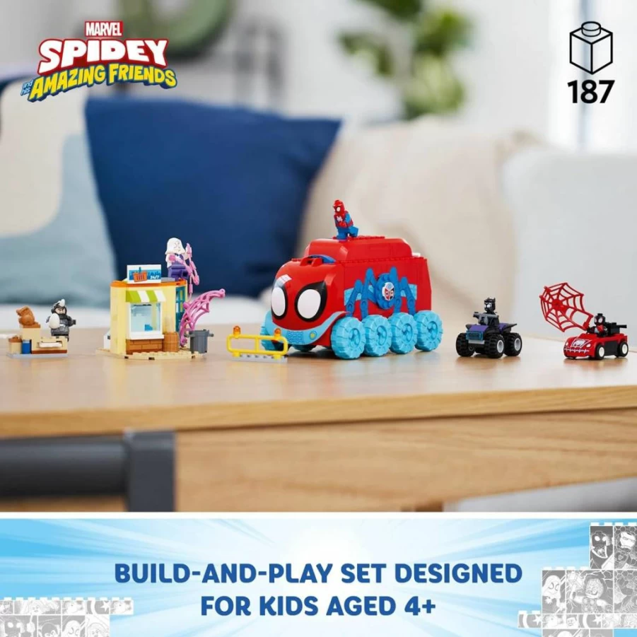 LEGO Marvel Spidey's Mobile Headquarters 10791 Building Kit with Miles Morales & Black Panther Minifigures, Spidey and His Amazing Friends Toy for Kids Ages 4+