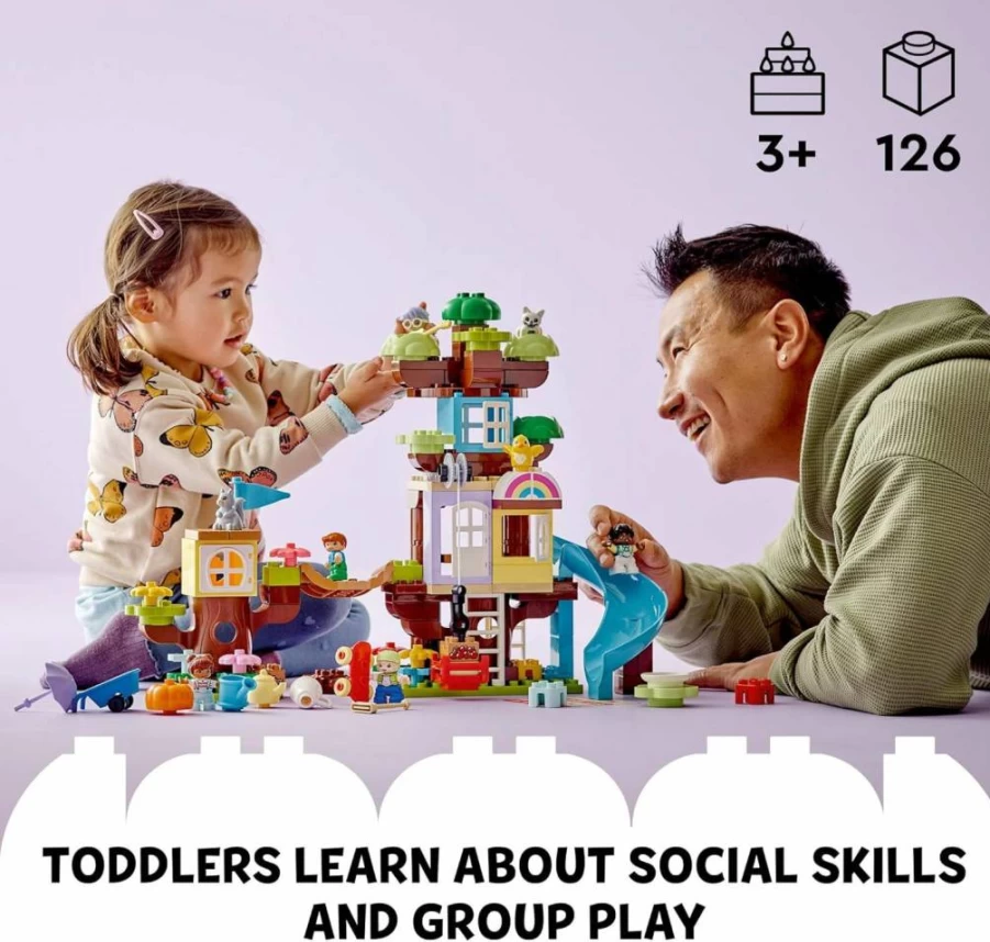 LEGO DUPLO 3-in-1 Tree House Building Toy Set 10993 with 8 Figures for Toddlers, Social Skills Development, Group Play & Creative Fun, Best Educational Birthday Gift for Kids Ages 2-5 Years