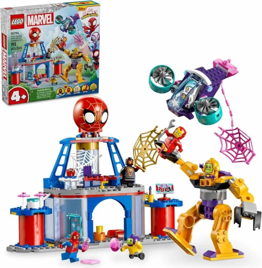 LEGO Marvel Spidey Web Spinner Headquarters 10794 | Spider-Man & Iron Man Toy Battle Vehicle | Disney+ Spidey and His Amazing Friends Set for Kids Ages 4-6