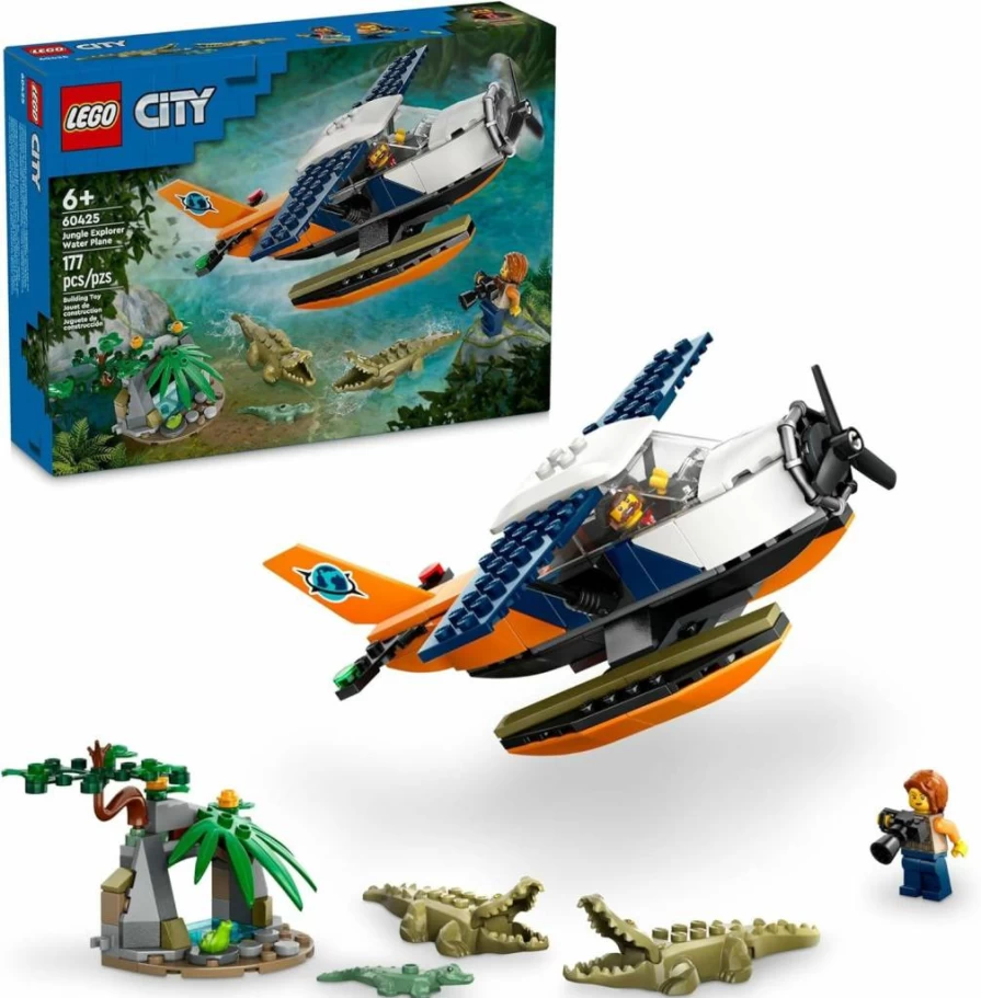 LEGO City Jungle Explorer Water Airplane Building Set 60425 with 2 Minifigures - Adventure Toy for Kids Ages 6+ - Creative Play Gift for Boys and Girls - Birthday Present Idea