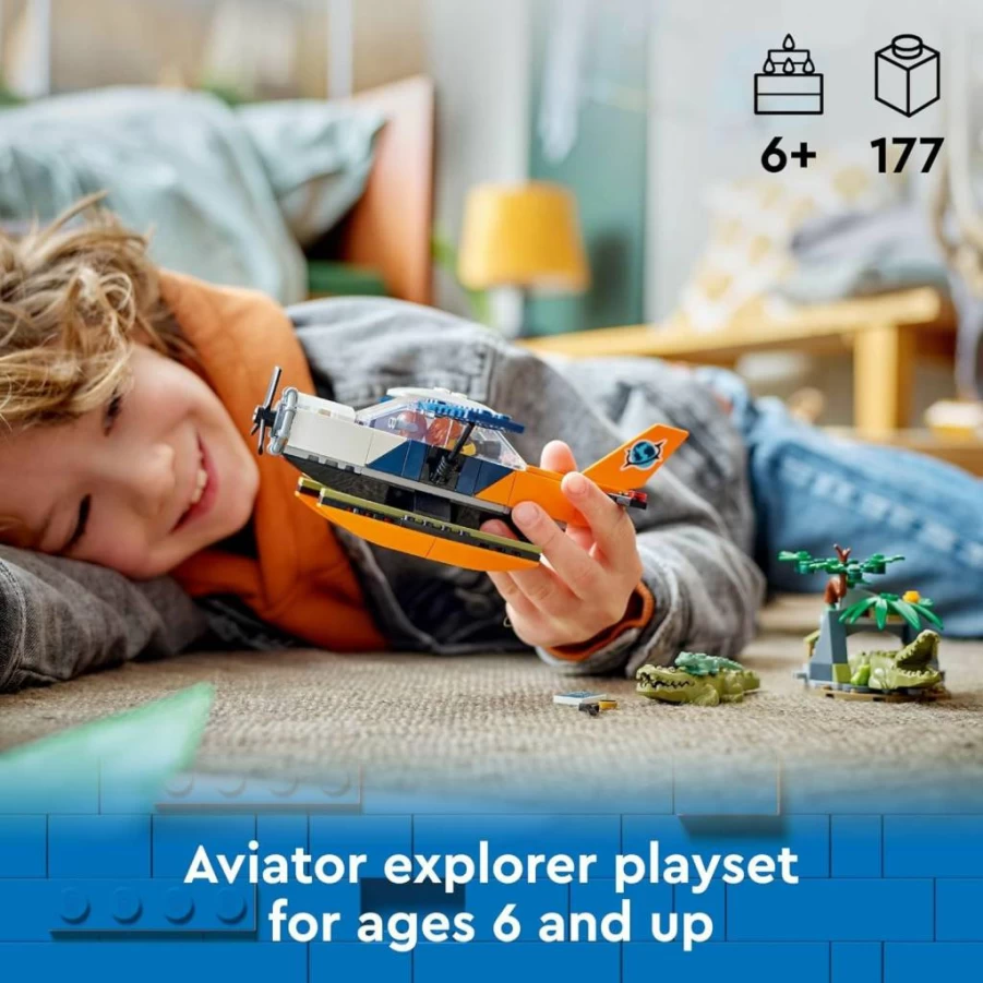 LEGO City Jungle Explorer Water Airplane Building Set 60425 with 2 Minifigures - Adventure Toy for Kids Ages 6+ - Creative Play Gift for Boys and Girls - Birthday Present Idea