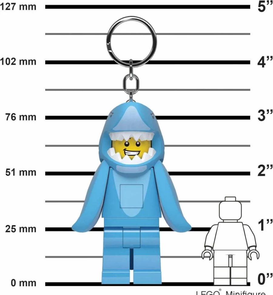 IQ 3 Inch Shark Suit Guy Lego Minifigure Keychain with Light - Large Collectible Toy for Fans