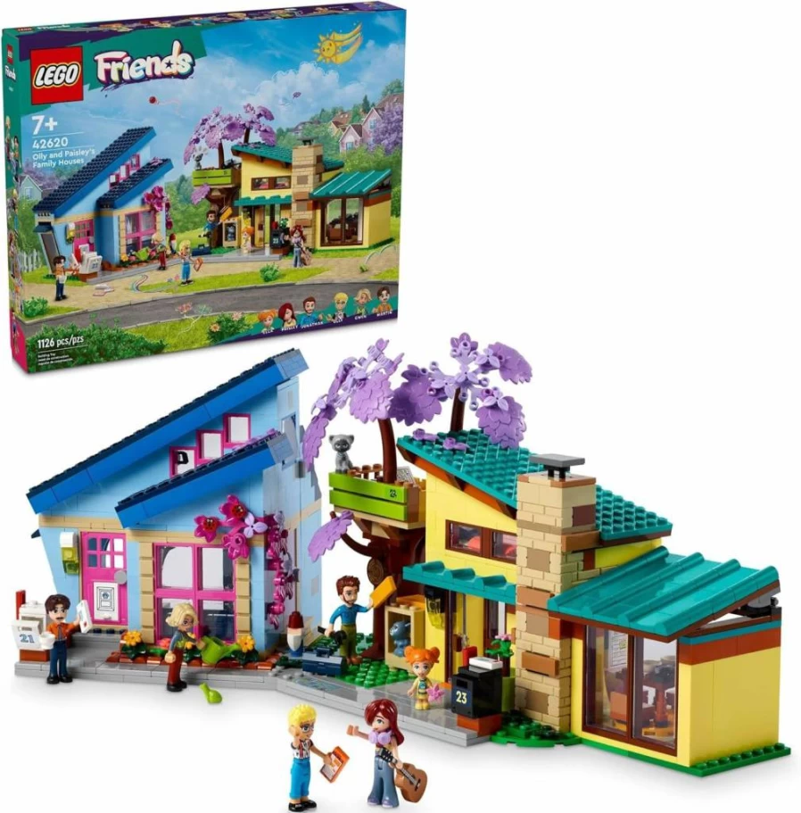LEGO Friends 42620 Olly and Paisley's Family House Toy Set with 5 Mini-Doll Figures, Two-Story Dollhouse and Treehouse, Creative Building Kit for Kids Ages 7+, Gift for Girls and Boys