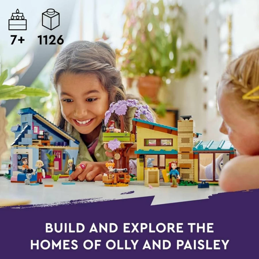 LEGO Friends 42620 Olly and Paisley's Family House Toy Set with 5 Mini-Doll Figures, Two-Story Dollhouse and Treehouse, Creative Building Kit for Kids Ages 7+, Gift for Girls and Boys