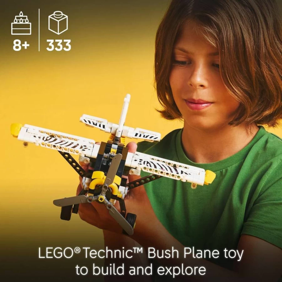 LEGO Technic 42198 Bush Plane Building Set with Spinning Propeller & 4-Cylinder Engine, Creative Airplane Model Kit for Kids Ages 8+, STEM Toy Gift for Boys and Girls