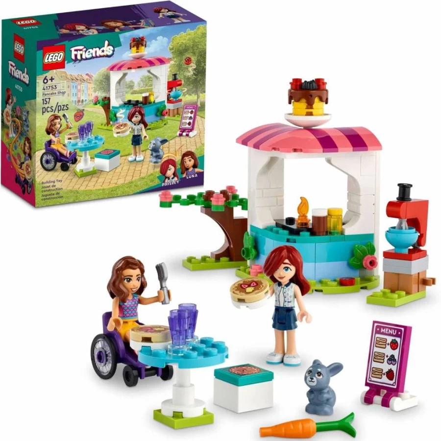 LEGO Friends 41753 Pancake Shop Building Set with 2 Mini-Dolls, Creative Play Toy for Kids Ages 6+, Pretend Cafe Role Play for Boys and Girls