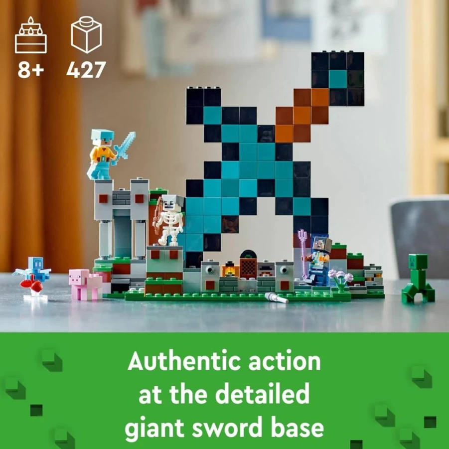 LEGO Minecraft The Sword Outpost 21244 Building Set with Creeper, Warrior, Pig & Skeleton Minifigures, Creative Construction Toy for Kids Ages 8+, Ideal Gift for Boys and Girls