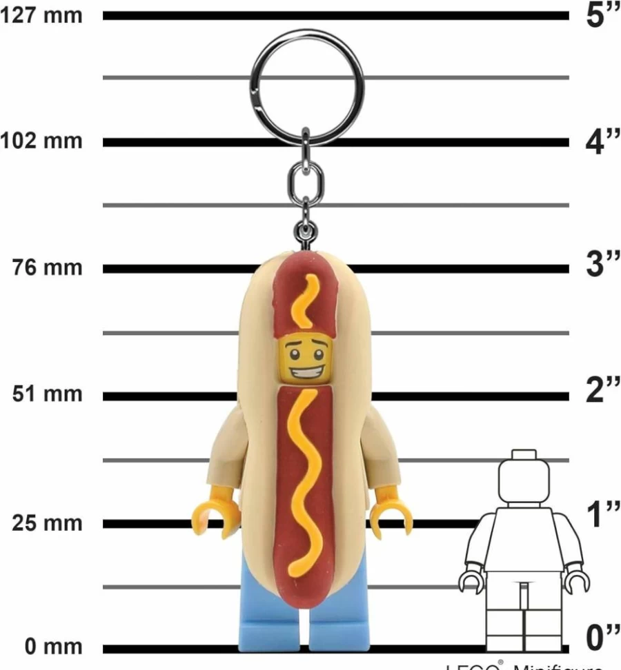 IQ 3 Inch Tall Lego Minifigure Keychain Light - Hot Dog Man Collectible Toy (KE119H)