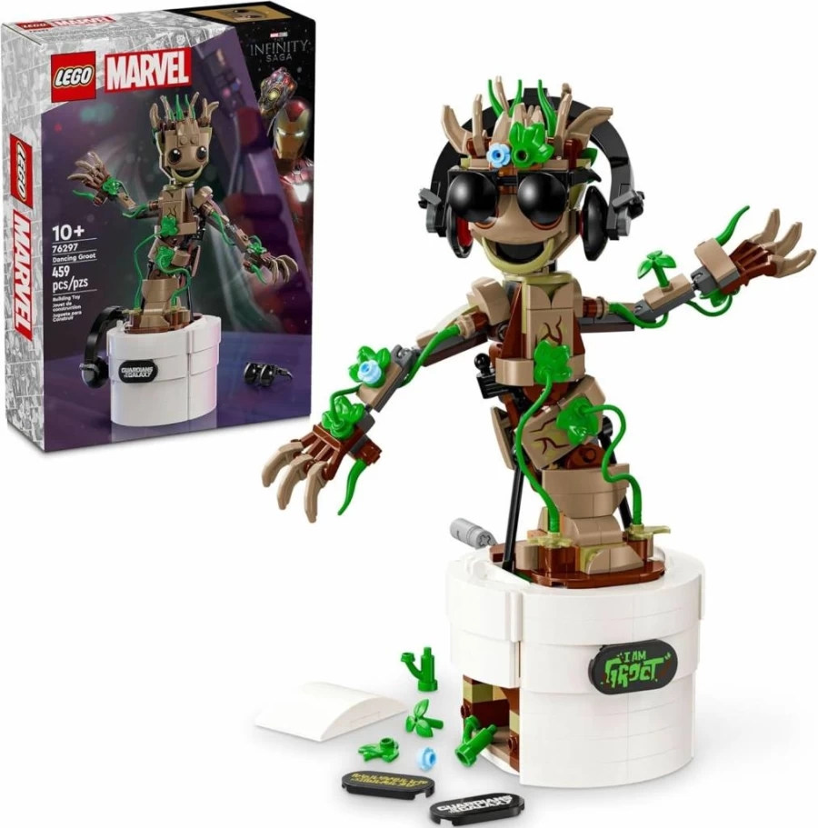 LEGO Marvel Guardians of The Galaxy Dancing Groot Building Toy Set 76297 – Interactive Super Hero Hand-Operated Figure, Kids Birthday Gift for Boys and Girls
