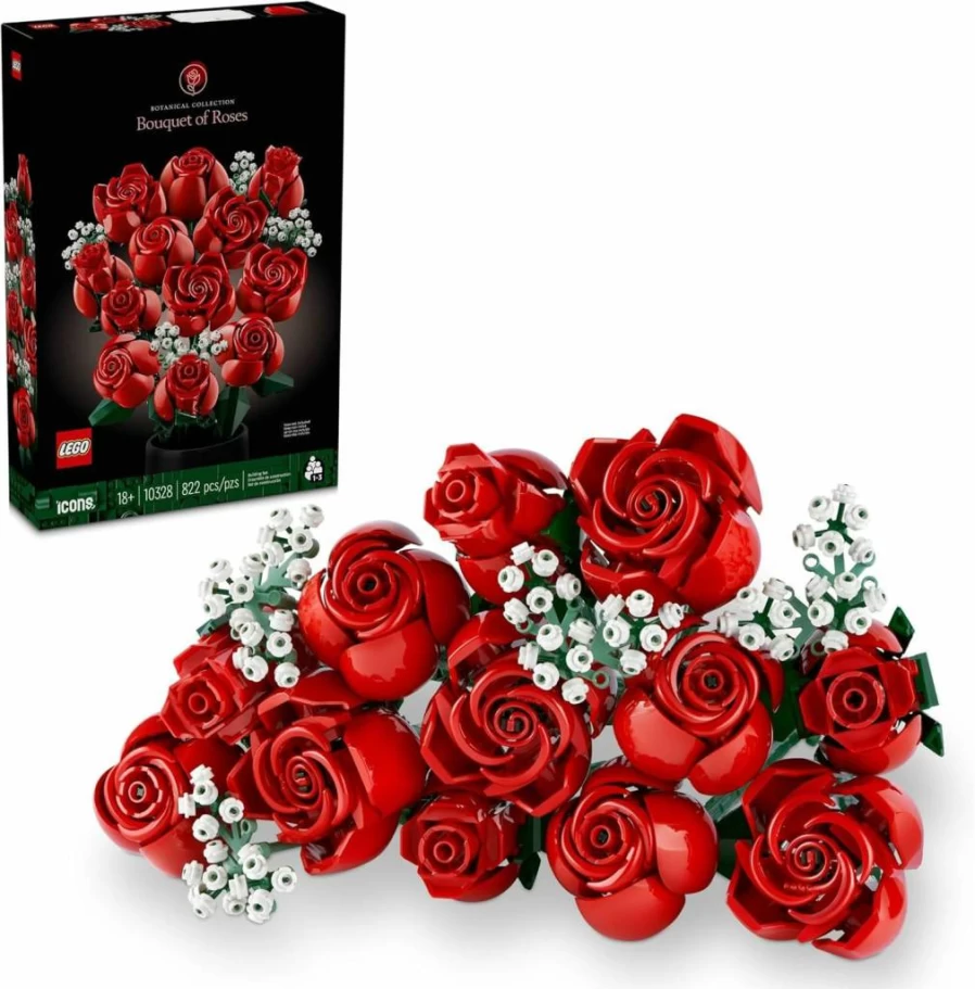 LEGO Bouquet of Roses Building Set 10328 - Artificial Red Roses for Adults, Wedding Table Decor, Bridesmaid Gift, Creative Botanical Flower Kit