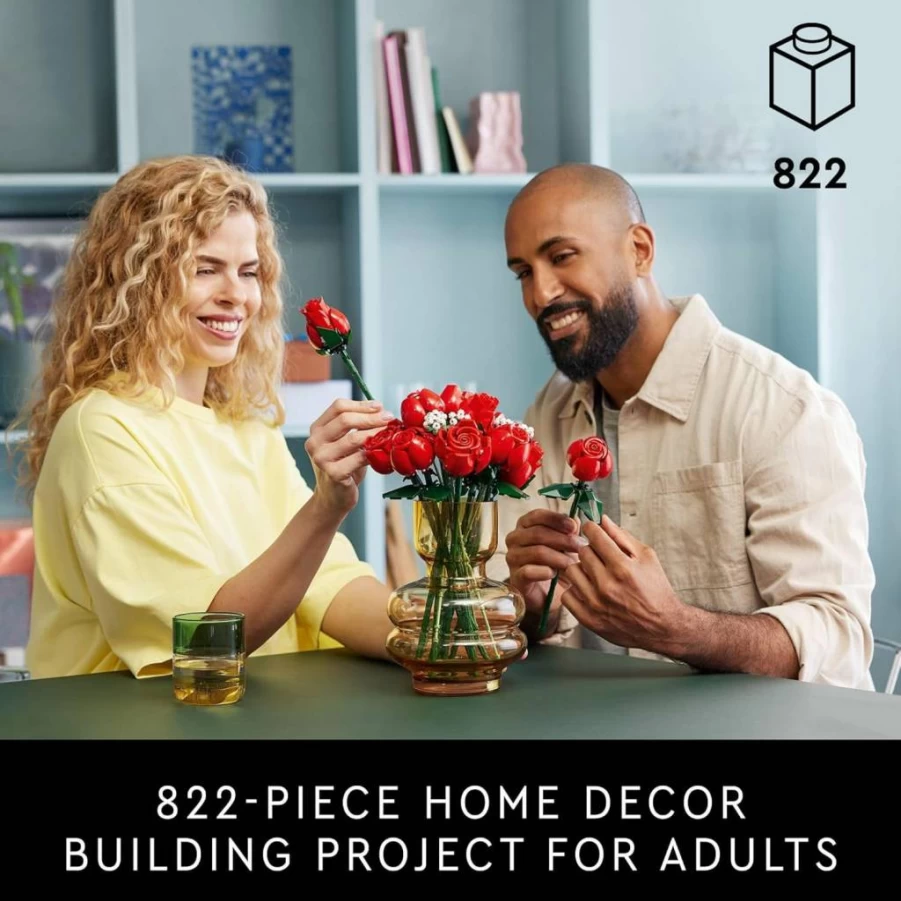 LEGO Bouquet of Roses Building Set 10328 - Artificial Red Roses for Adults, Wedding Table Decor, Bridesmaid Gift, Creative Botanical Flower Kit
