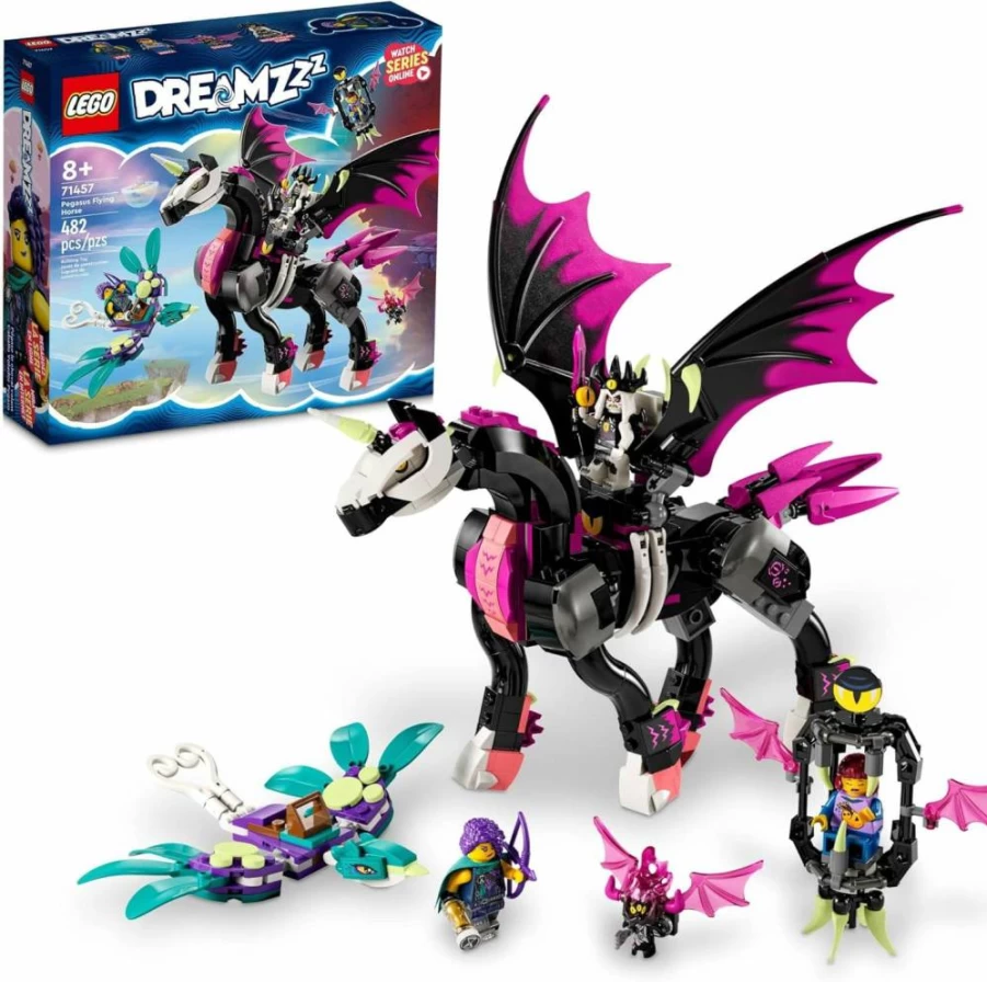 LEGO Dreamzzz Pegasus Flying Horse 71457 Building Set with Nightmare King & 2 Minifigures, Fantasy Creature Toy for Kids Ages 8+, Creative Gift for Boys and Girls