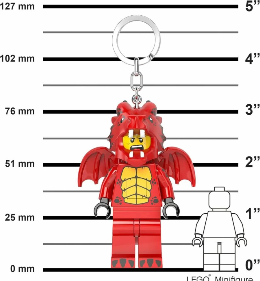IQ 3 Inch Tall Lego Minifigure Keychain Light - Dragon Suit Guy (Ke196H) Building Blocks Toy Gift