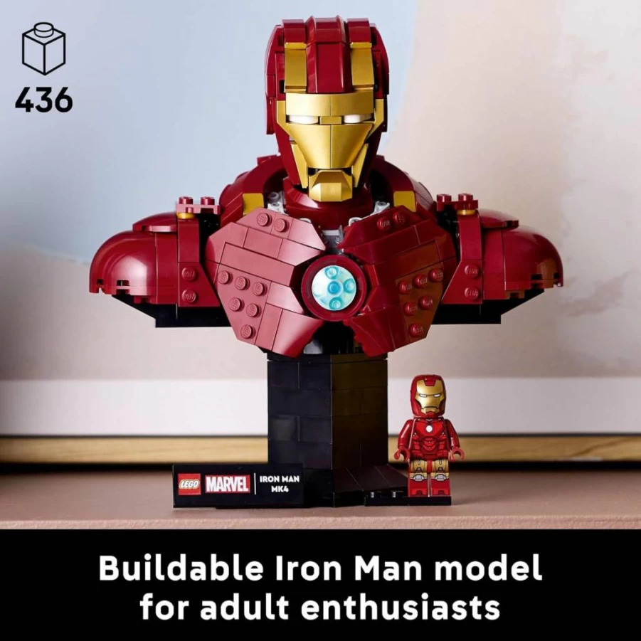 LEGO Marvel Iron Man Mk4 Bust Building Kit (76327) for Adults - Collectible Model with Iron Man Minifigure, Perfect Gift for Father's Day & Superhero Fans