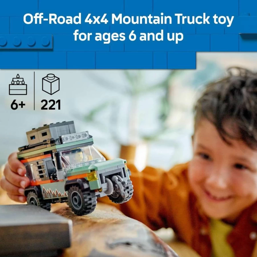 LEGO City 60447 Off-Road 4X4 Mountain Truck Building Set with Minifigure - Creative Construction Toy for Kids Ages 6+ - Perfect Birthday & Holiday Gift for Boys and Girls