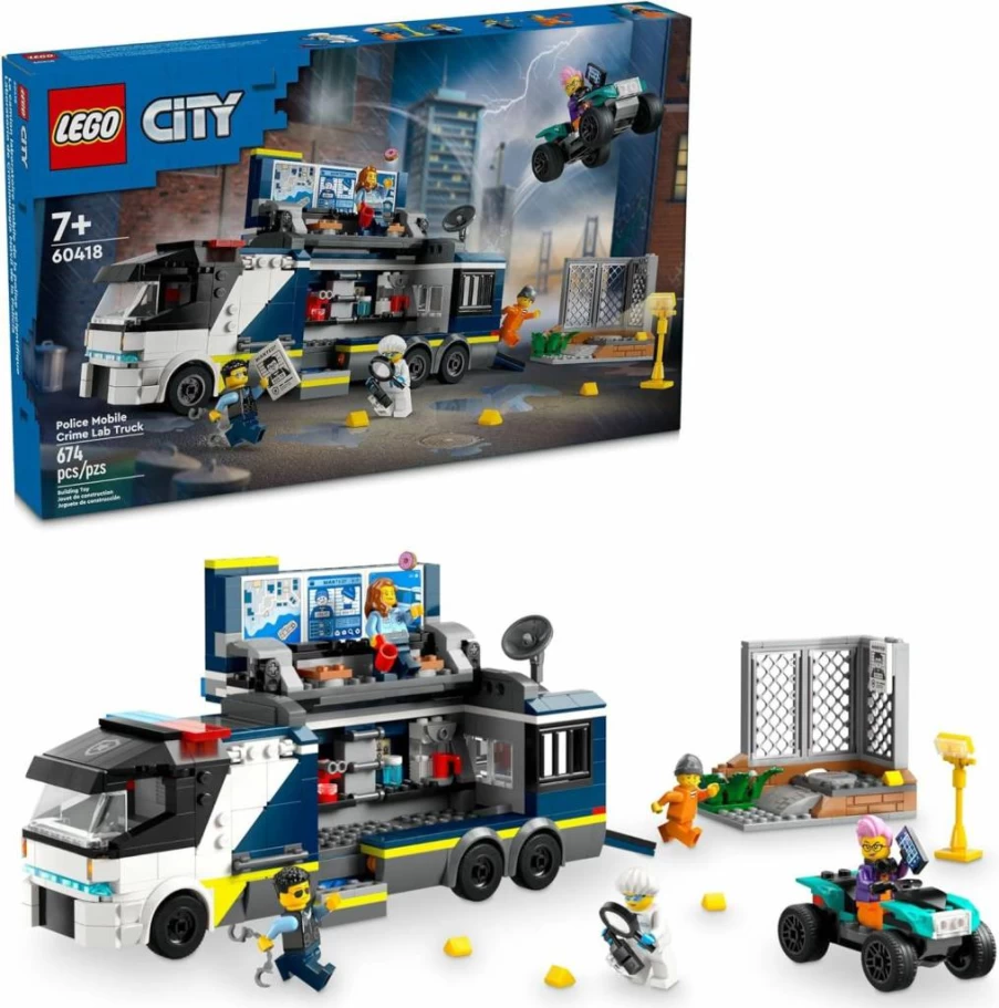 LEGO City Police Mobile Crime Lab Truck Toy Set 60418 with Quad Bike, 3 Minifigures & Scientist for Kids Ages 7+ | Pretend Play Police Building Kit