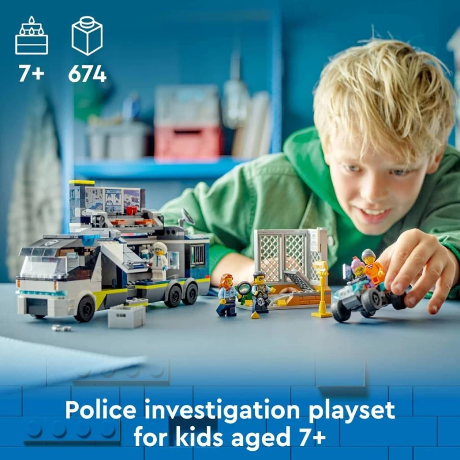 LEGO City Police Mobile Crime Lab Truck Toy Set 60418 with Quad Bike, 3 Minifigures & Scientist for Kids Ages 7+ | Pretend Play Police Building Kit