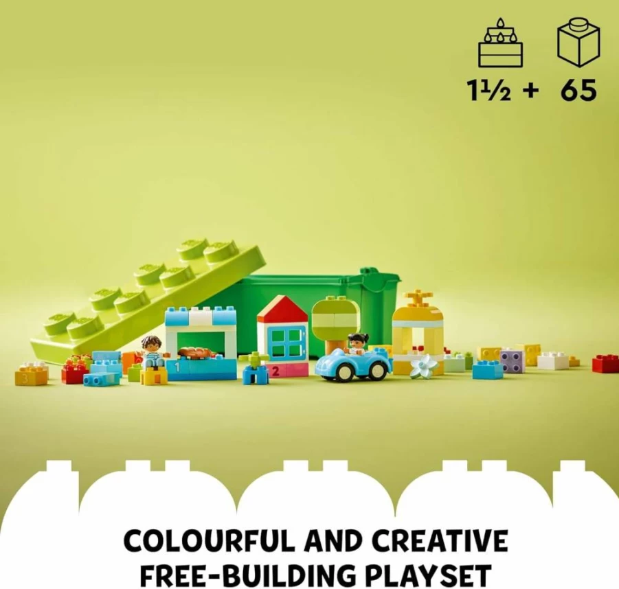 LEGO DUPLO Classic Brick Box 10913 - Toddler Building Set with Storage, Toy Car, Number Bricks, Educational Toys for Kids Ages 18+ Months, Gift for Boys & Girls