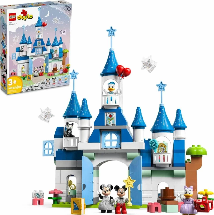 LEGO DUPLO Disney Mickey & Minnie's Magic Castle 10998 Building Toy Set with 5 Figures, 3-in-1 Disney 100th Anniversary Playset for Toddlers Ages 3+