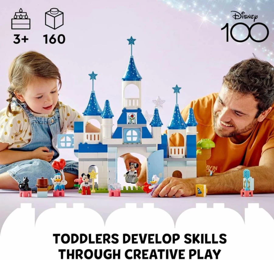LEGO DUPLO Disney Mickey & Minnie's Magic Castle 10998 Building Toy Set with 5 Figures, 3-in-1 Disney 100th Anniversary Playset for Toddlers Ages 3+