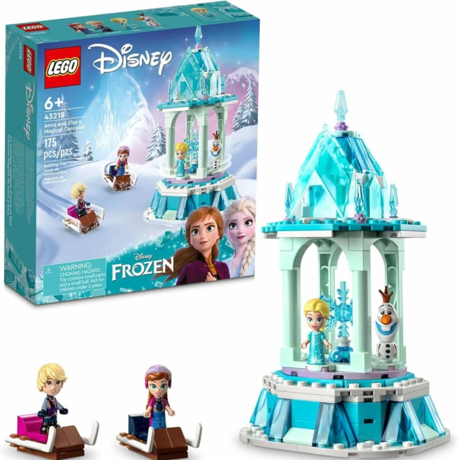 LEGO Disney Frozen Anna & Elsa Magical Carousel 43218 Building Set with Elsa, Anna & Olaf Mini Dolls, Ice Palace Toy for Kids Ages 6+, Creative Gift for Girls & Boys