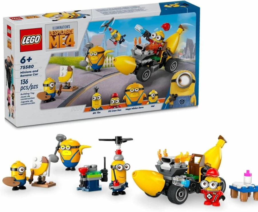 LEGO Despicable Me 4 Minions Building Set with Banana Car 75580, Creative Construction Toy for Kids Ages 6+, Gru’s Minions Playset Gift for Boys and Girls