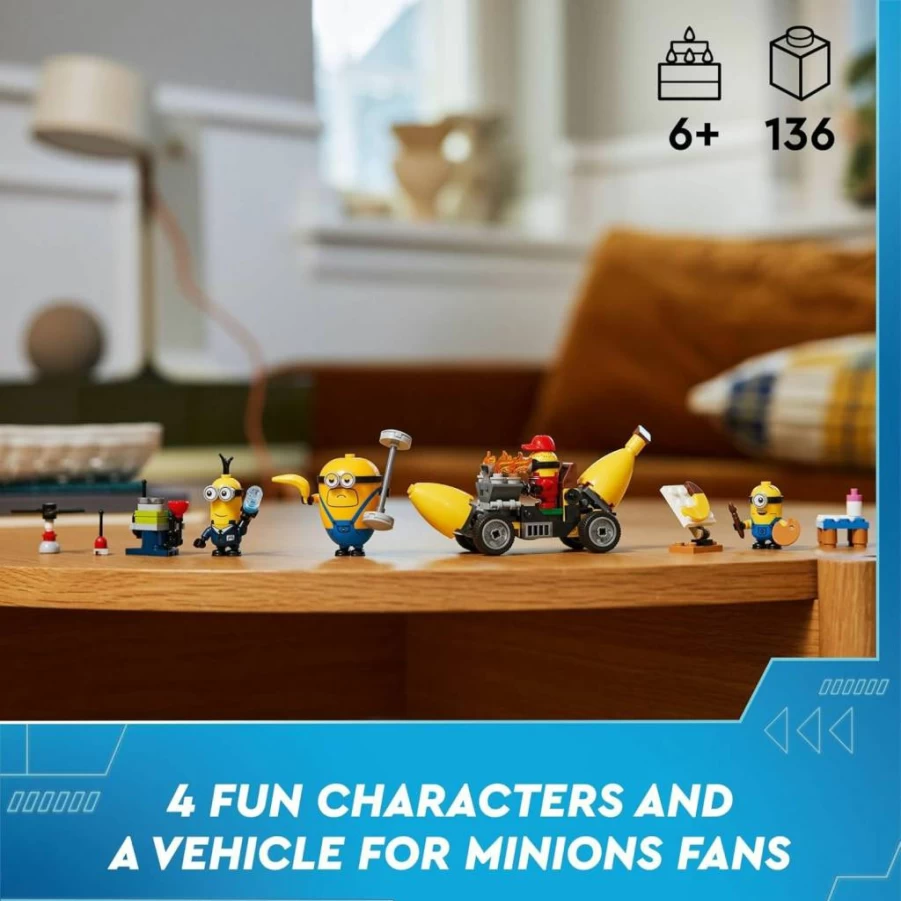 LEGO Despicable Me 4 Minions Building Set with Banana Car 75580, Creative Construction Toy for Kids Ages 6+, Gru’s Minions Playset Gift for Boys and Girls