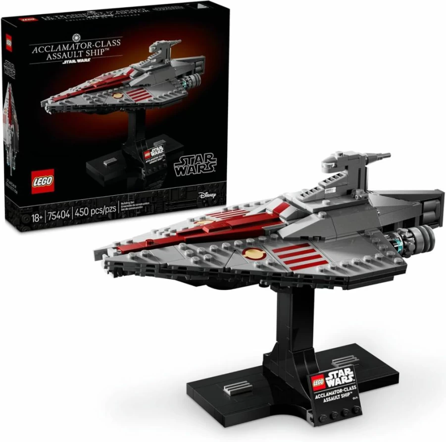LEGO Star Wars Acclamator-Class Assault Ship 75404 Building Set for Adults – Iconic Clone Wars Model Kit with Display Stand | Star Wars Collectible