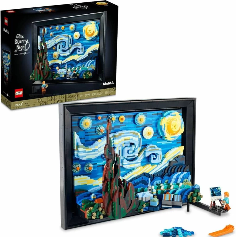 LEGO Ideas Vincent van Gogh The Starry Night 21333 Building Kit for Adults - 3D Puzzle Wall Art Decor Set, Creative Gift for Art Lovers Ages 18+