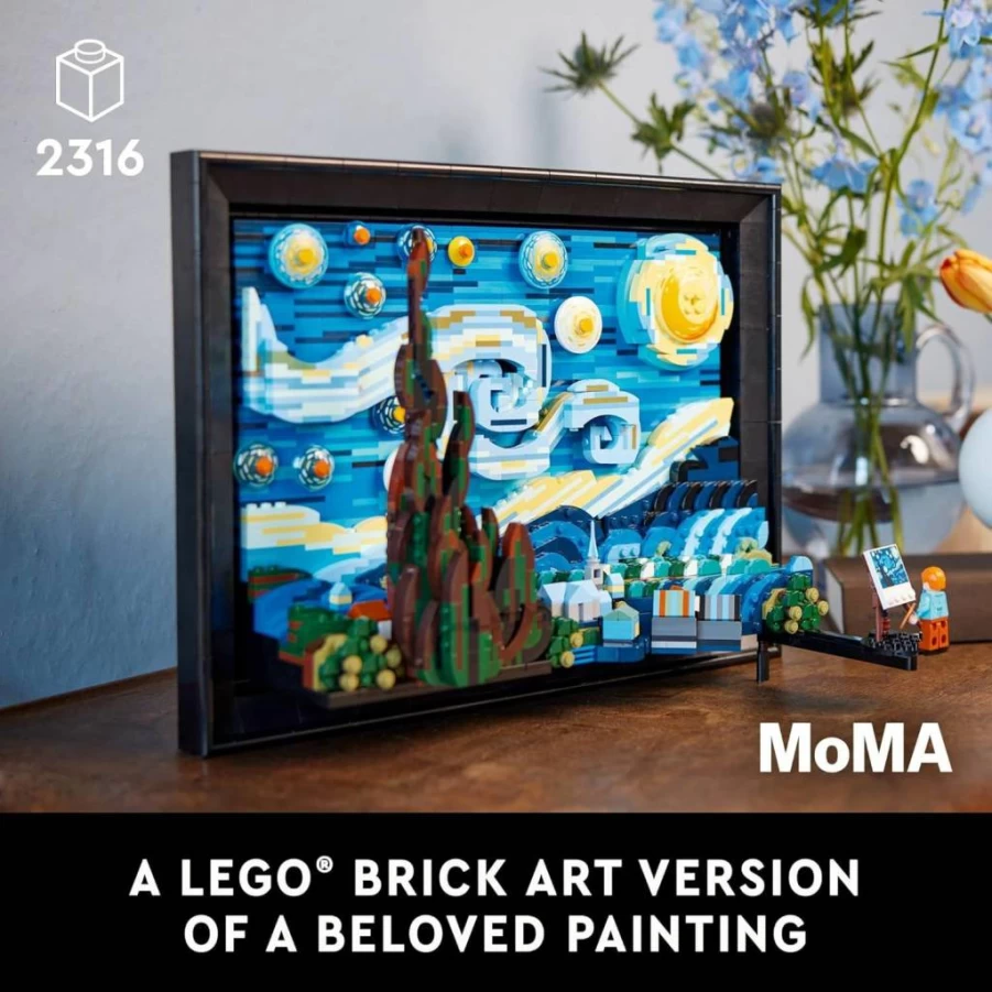 LEGO Ideas Vincent van Gogh The Starry Night 21333 Building Kit for Adults - 3D Puzzle Wall Art Decor Set, Creative Gift for Art Lovers Ages 18+