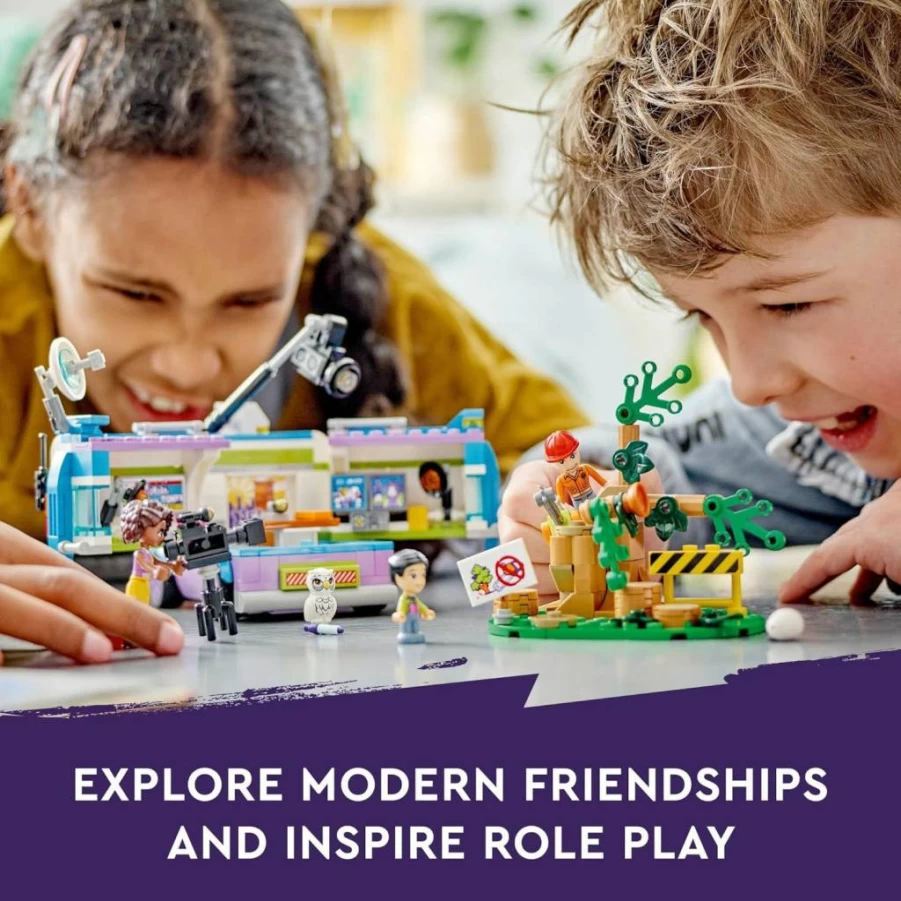 LEGO Friends Newsroom Van 41749 Building Kit for Kids Ages 6+, Creative Play Reporter Set with Mini Figures & Accessories, STEM Learning Toy for Boys & Girls, Ideal Birthday Gift for Role Play Lovers