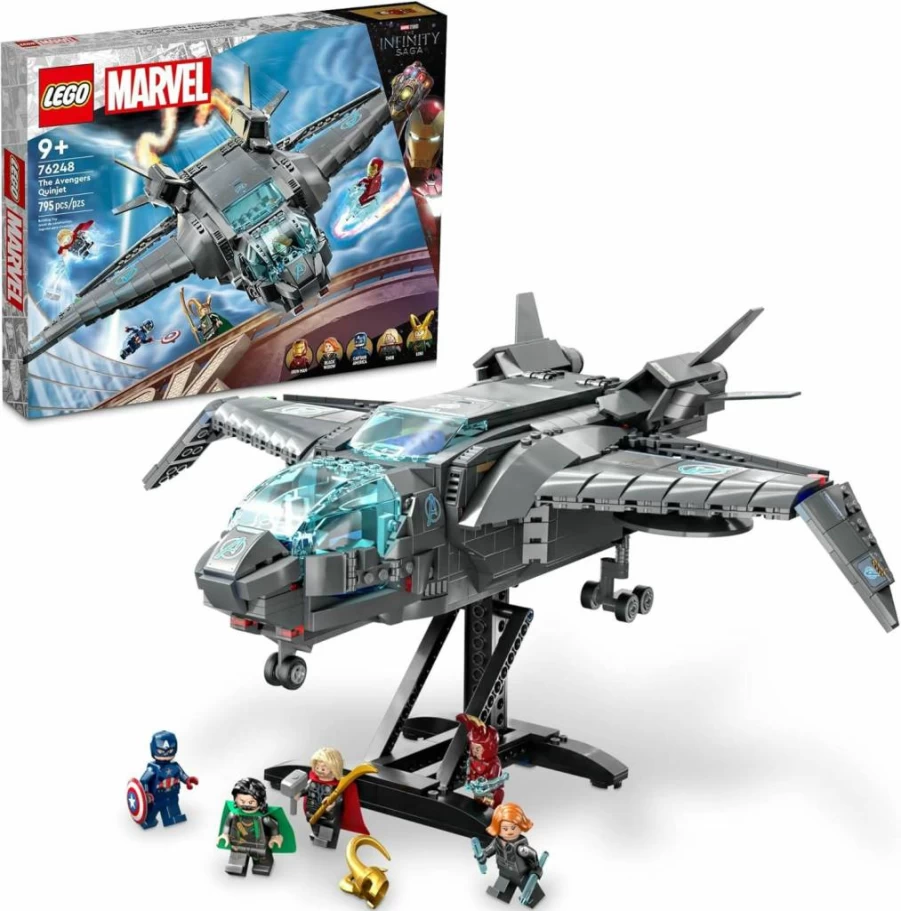 LEGO Marvel Avengers Quinjet 76248 Building Set with Thor, Iron Man, Black Widow, Loki & Captain America Minifigures | Infinity Saga Spaceship Toy for Kids
