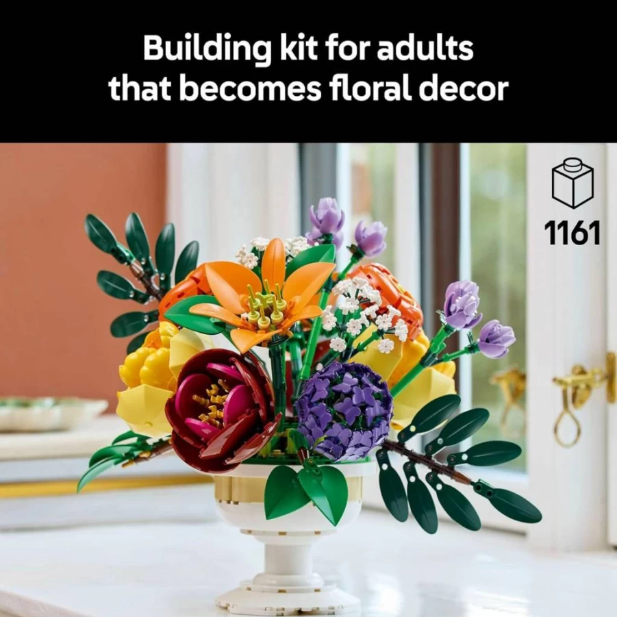 LEGO 10345 Botanicals Flower Arrangement Building Set for Adults - Artificial Flowers Bouquet for Wedding Decor, Bridesmaid Gifts & Table Display - Creative DIY Floral Kit Ages 18+
