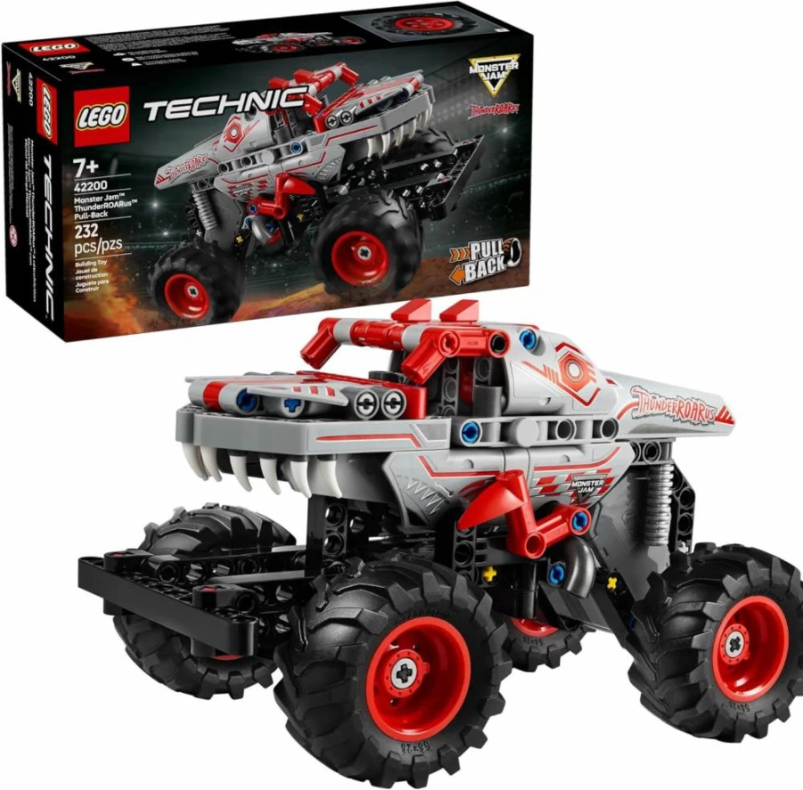LEGO Technic Monster Jam Thunderroarus 42200 Pull-Back Toy Truck Building Set for Kids Ages 7+ - Creative Construction Gift for Boys and Girls