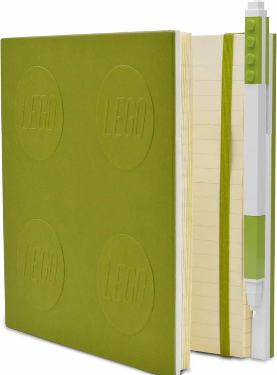 IQ Lego-Themed Locking Notebook with Gel Pen - 6x6 Inches Lined, Lime Green (Model 52442) | Fun & Secure Stationery