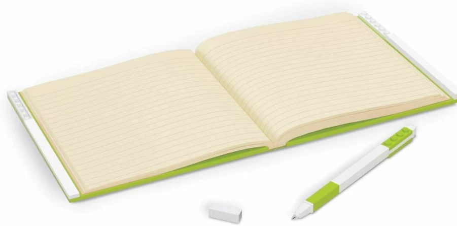 IQ Lego-Themed Locking Notebook with Gel Pen - 6x6 Inches Lined, Lime Green (Model 52442) | Fun & Secure Stationery